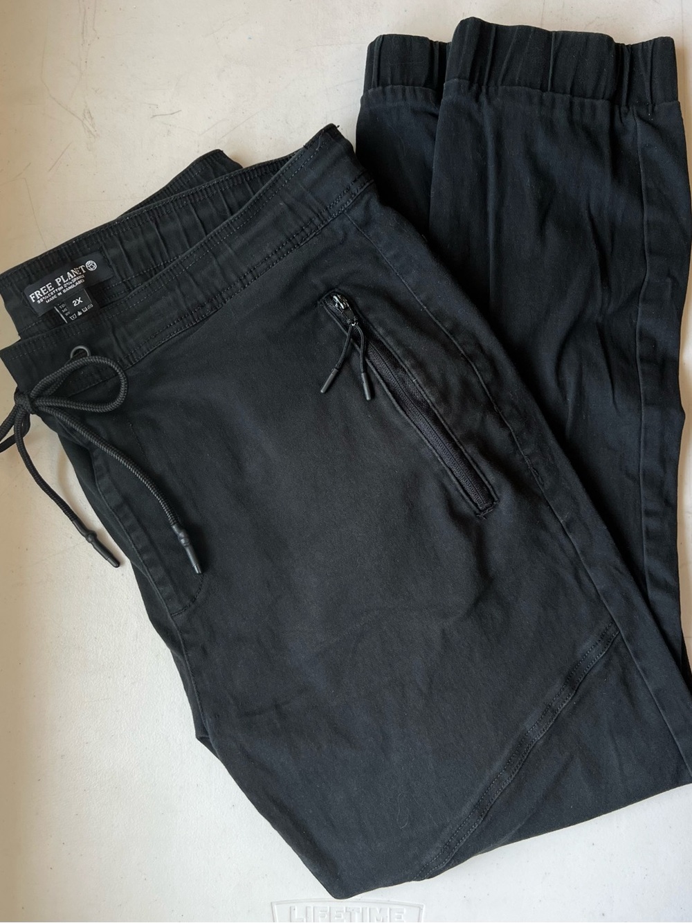 Free Planet Men's Black Elastic Waist Zip Pocket Joggers